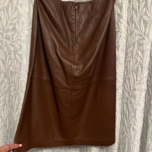 GAP Brown A-Line Leather Skirt